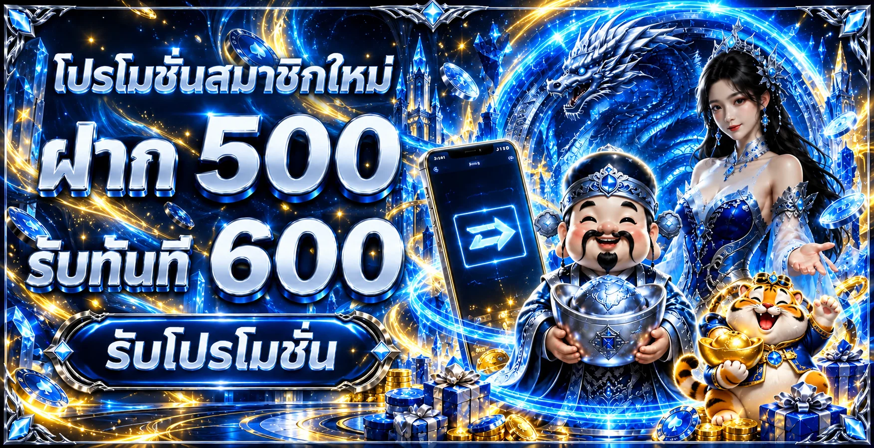 แบนเนอร์ต้อนรับสมาชิกใหม่ CUBAKUB โทนน้ำเงินทอง